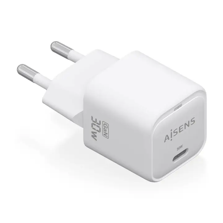 Cargador GaN 30W, 1xUSB-C PD3.0 QC4.0, Blanco