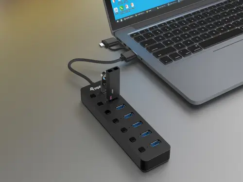 128965 hub de interfaz USB 3.2 Gen 1 (3.1 Gen 1) Type-A 5000 Mbit/s Negro - Imagen 3