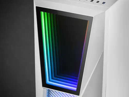 MC777W, Caja PC Gaming, Infinity Mirror ARGB, Cristal Templado, 2xVentilador Chroma ARGB, Blanco - Imagen 5