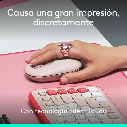 POP Mouse, ratón inalámbrico Bluetooth compacto y portátil con botones programables y clics discretos, tecnología Easy-Switch para alternar hasta 3 dispositivos, portátil, tablet, PC: Rosa - Imagen 5
