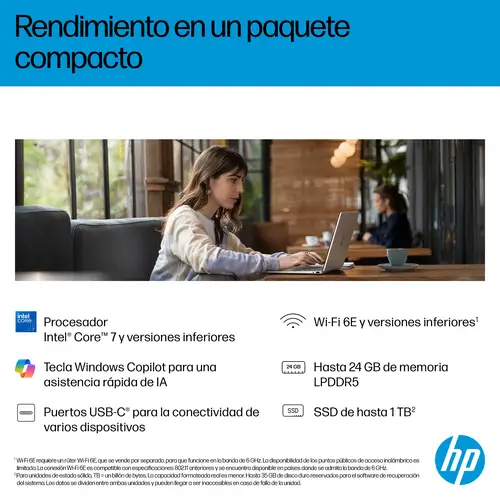 OmniBook 5 Flip 2-in-1 Laptop 14-fp0057ns Intel Core 7 150U 35,6 cm (14") Pantalla táctil 2K 16 GB LPDDR5-SDRAM 1 TB SSD Wi-Fi 6 (802.11ax) Windows 11 Home Plata - Imagen 10