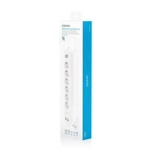 Regleta de Enchufes Multifuncion con 6 Tomas + Cargador PD3.0 20W 2xUSB-C, 2xUSB-A, 1.4m, Blanco - Imagen 7