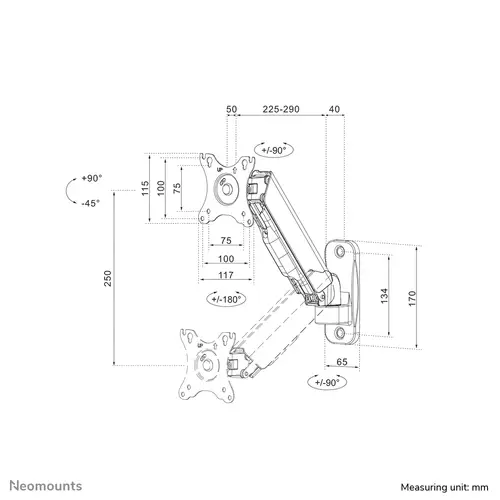 WL70-440BL11 Soporte de pared para monitor/TV 17-32" - resorte de gas - movimiento completo - Imagen 18
