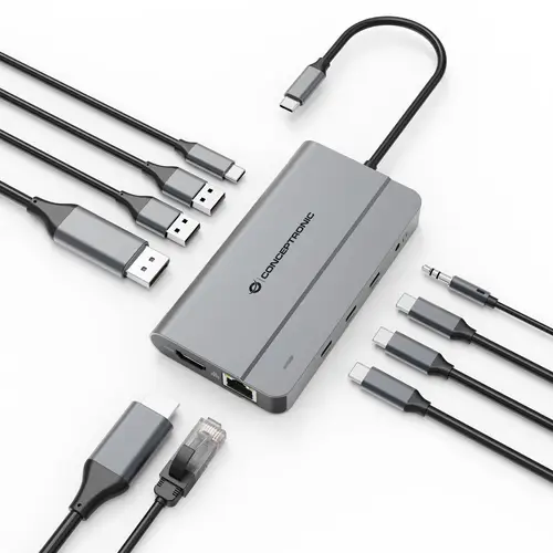 DONN34G base para portátil y replicador de puertos Alámbrico USB 3.2 Gen 2 (3.1 Gen 2) Type-C Gris - Imagen 4