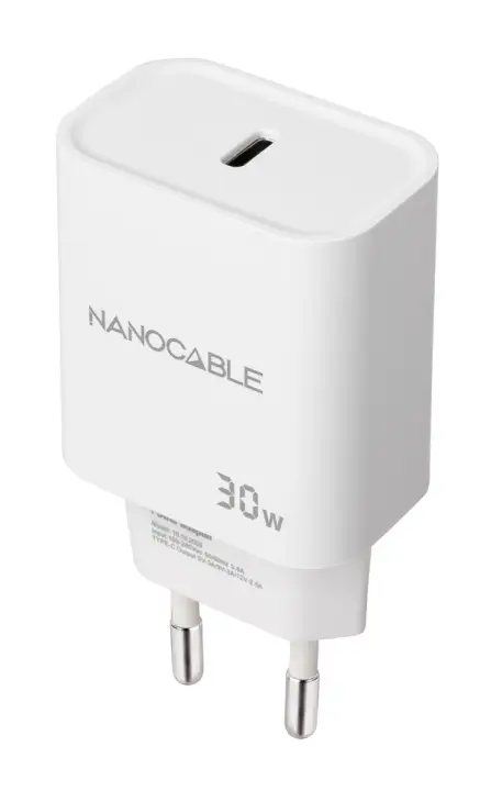 Cargador USB-C PD 30W, Blanco