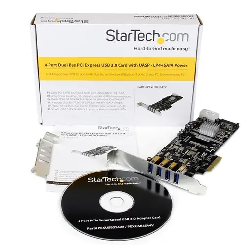 Adaptador Tarjeta PCI Express PCI-E 4 Puertos USB 3.0 UASP Bus Doble con Alimentación Molex SATA - Imagen 5
