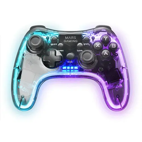 Gamepad Inalámbrico 2.4GPRO, Neon RGB, Vibración Háptica Dual, Joysticks Analógicos, Mando para PC, PS3, PS4, PS5, XBOX360, Raspberry Pi, Mac, Android, MGP-24, Transparente - Imagen 2