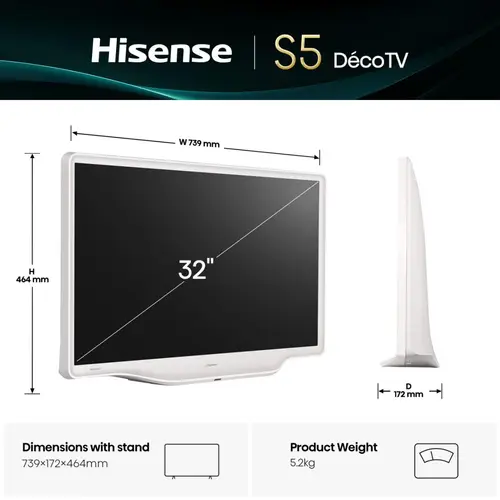 32S5Q 81,3 cm (32") Full HD Smart TV Wifi Blanco - Imagen 2