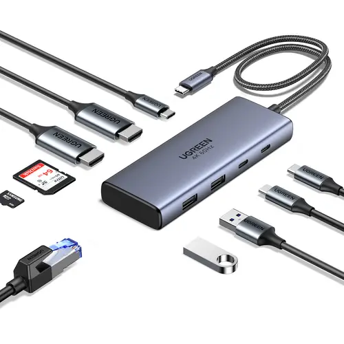 7-in-1 USB-C Hub CM498 Acoplamiento Base Gris - Imagen 2