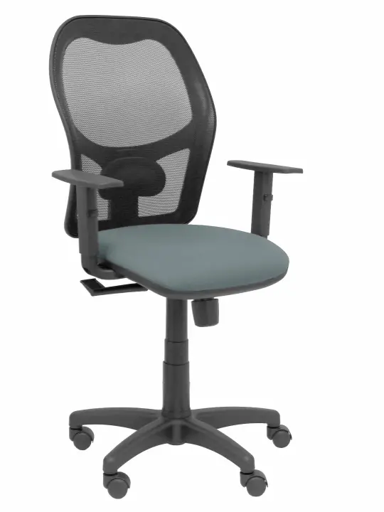 Silla Alocén malla negra asiento bali gris brazos regulables