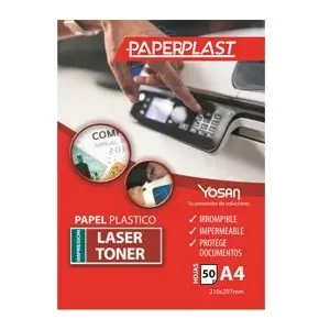 YOSAN PAPEL PLÁSTICO PAPERPLAST PELÍCULA DE POLIESTER 200 MICRAS IMPRIMIBLE A4 -PAQUETE 50H-