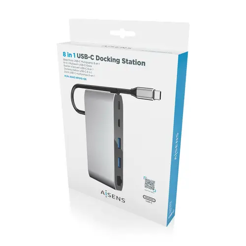 USB-C Dock 8 en 1, USB-C a 1xHDMI, 1xVGA, 1xRJ45, 2xUSB-A, 2xUSB-C 5G, 1xUSB-C PD, Gris, 20 cm - Imagen 7