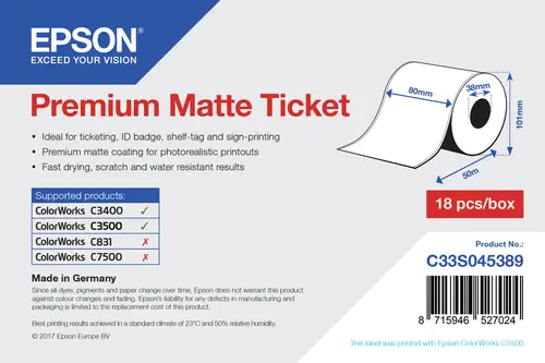 Rollo de Premium Matte Ticket, 80 mm x 50m - Imagen 1