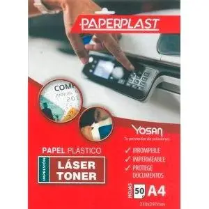 YOSAN PAPEL PLÁSTICO PAPERPLAST PELÍCULA DE POLIESTER 150 MICRAS IMPRIMIBLE A4 -PAQUETE 50H-
