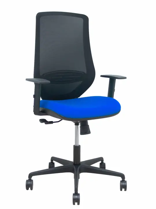 Silla Mardos sincro malla negra bali azul brazo regulable