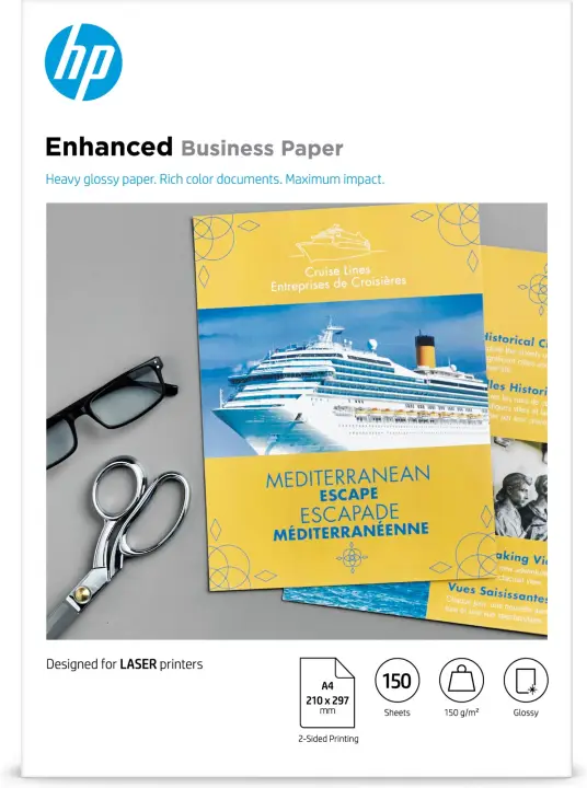 Papel láser brillante profesional de 150 g/m²- 150 hojas/A4/210 x 297 mm