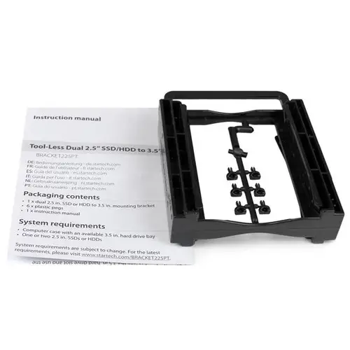 Bracket de Montaje para 2 Unidades de DD/SSD de 2,5" en Bahía de 3,5" - Sin herramientas - Imagen 3