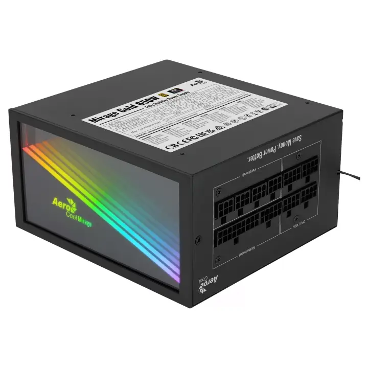 MIRAGEGOLD 650W Fuente Alimentación PC Modular RGB 80 Plus Gold Condensadores Japoneses