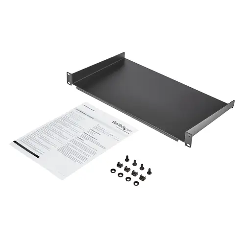 Bandeja Estante de 1U para Armario Rack de Servidores - de 10 Pulgadas (254mm) de Profundidad - en Acero de Servicio Pesado - con Capacidad de Carga de 20kg - Negro - Imagen 6