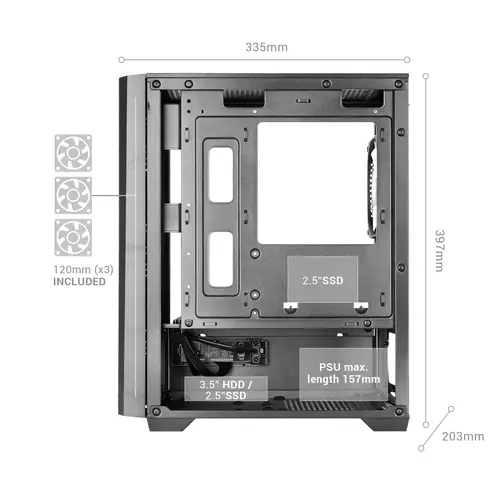 MCVECTOR carcasa de ordenador Mini Tower Negro - Imagen 9
