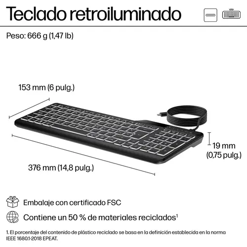 Teclado con cable 400 retroiluminado - Imagen 4