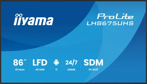 LH8675UHS-B2AG pantalla de señalización Pantalla plana para señalización digital 2,17 m (85.6") LCD Wifi 500 cd / m² 4K Ultra HD Negro Procesador incorporado Android 11 24/7 - Imagen 2