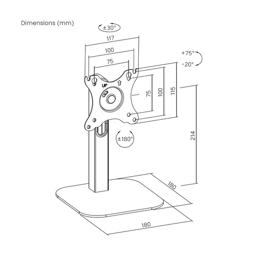 Soporte de Mesa Eco Giratorio e Inclinable Para Monitor/POS 2.5kg de 10"-24", Negro - Imagen 7