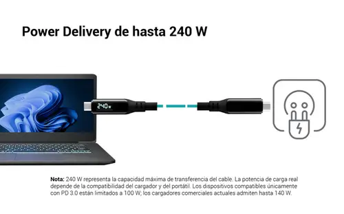 Thunderbolt 4/USB4 Class Pro Cable 240W with LCD (40 Gbps, 150 cm) - Imagen 6