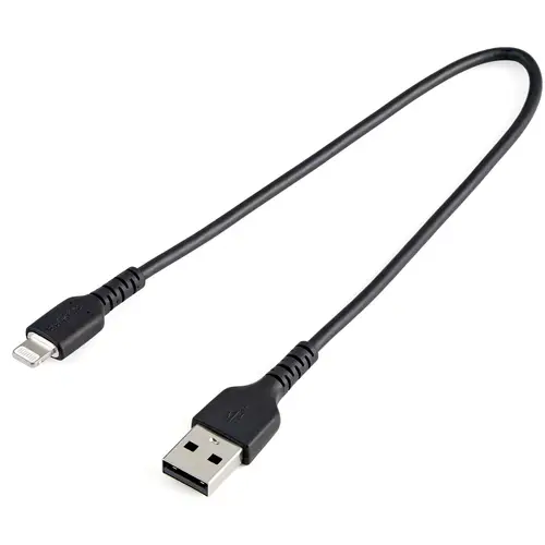 Cable Resistente USB-A a Lightning de 30 cm Negro - Cable de Sincronización y Carga USB Tipo A a Lightning con Fibra de Aramida Resistente - Certificado MFi de Apple - para iPad/iPhone 12 - Imagen 1
