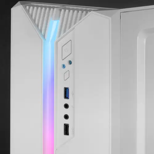 MC-S1, Caja PC Compacta Gaming Micro-ATX, Iluminación ARGB 12 Modos, Ventilador FRGB, Ventana Lateral Completa RGB, Blanco - Imagen 3
