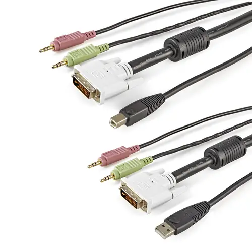 Cable KVM 4 en 1 de 1,8m con DVI USB Audio y Micrófono - Imagen 1