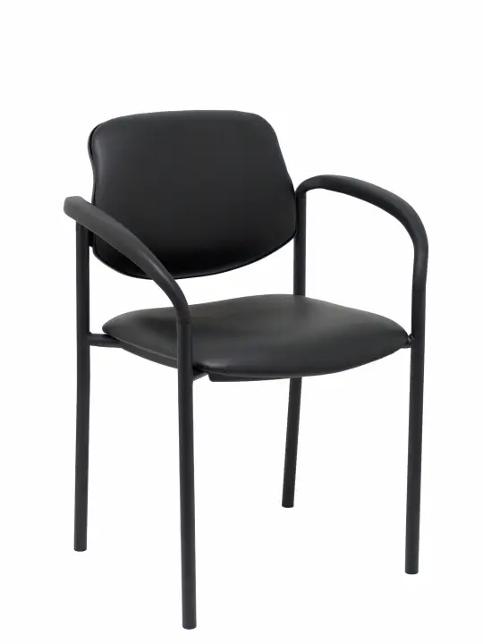 Silla fija Villalgordo similpiel negro chasis negro con brazos