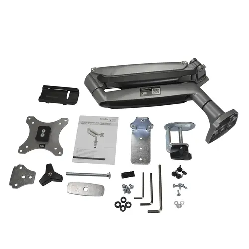 Brazo Ergonómico de Escritorio para Monitor VESA hasta 9kg - de Servicio Pesado - Movimiento Total, Altura Ajustable y Articulado - Aluminio - Abrazadera en C/Ojal - Plata - Imagen 11