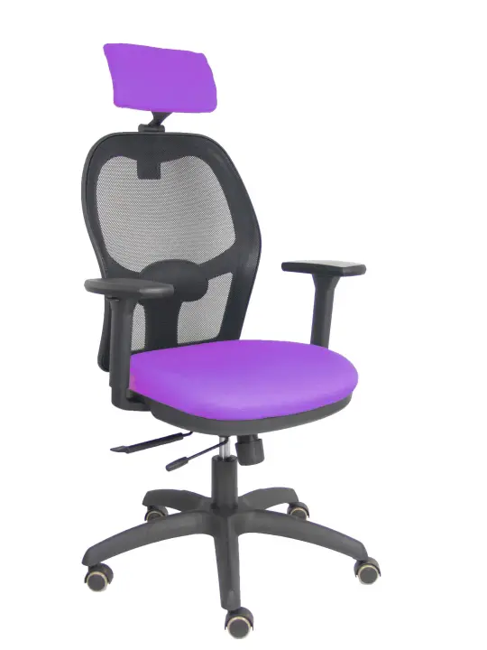 Silla Jorquera traslack malla negra asiento bali lila brazos 3D cabecero regulable