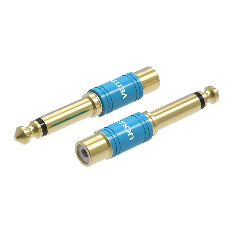Adaptador Jack VDD-C03/ RCA Hembra - Jack 6.5 Macho/ Azul