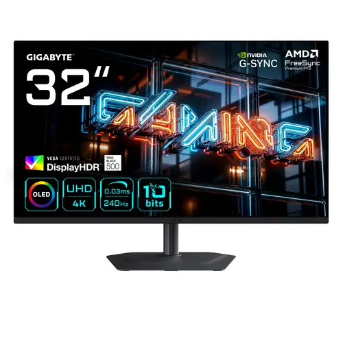 MO32U24 Monitor Gaming OLED 32 4K UHD - 3840 x 2160, 240Hz, 0.03ms, 300 cd/m², G-Sync Compatible, FreeSync Premium Pro, Display HDR True Black 500, HDMI 2.1, DisplayPort 1.4 - Imagen 1