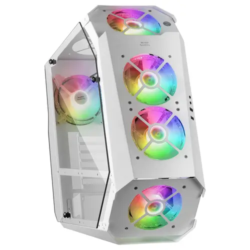 MC51W, Caja PC Gaming ATX, Doble Cristal Templado, 5x Ventilador RGB 12cm, Blanco - Imagen 1