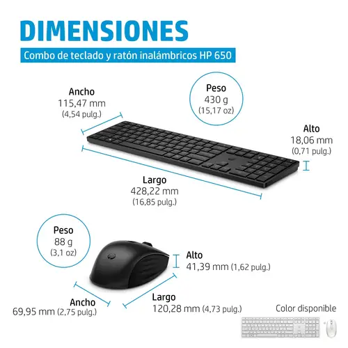 Combo de teclado y ratón inalámbricos 650, negro - Imagen 4