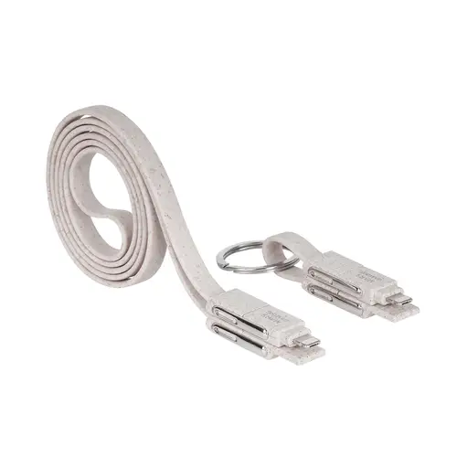 MCA-ECO, Pack 2x Cables de Carga ECO Fibra de Trigo, Cable USB 1m + Cable Llavero Magnético, Transferencia Datos y Carga Rápida 3.1A 50W, Cable Antienredos USB-C/USB-A/MicroUSB/Lightning - Imagen 1