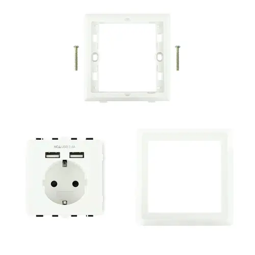 Base de enchufe de pared tipo schuko con 2 tomas USB Max. 2.4A, blanca - Imagen 5