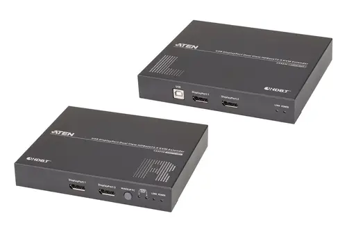 Extensor de KVM USB DisplayPort de vista doble HDBaseT 2.0 (4K a 100 m para vista individual) - Imagen 1