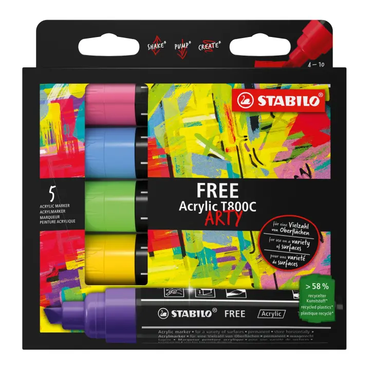 FREE Acrylic T800C Set 1 marcador 5 pieza(s) Punta de cincel Verd..