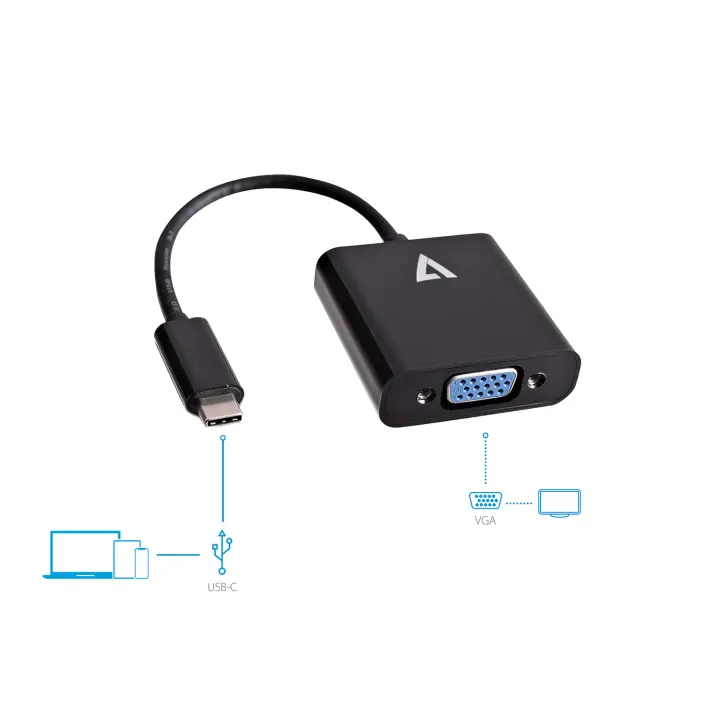 USB-C(m) a VGA(h) adaptator negro