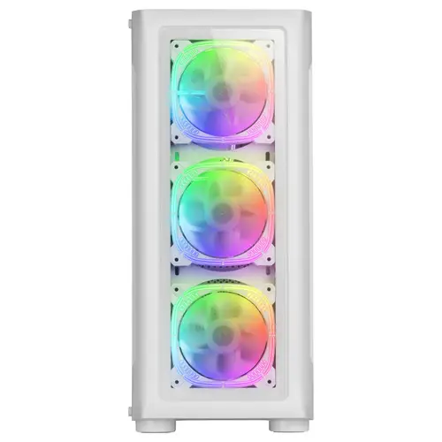 MC-NEO, Torre Gaming XXL E-ATX, Ventana Lateral y Frontal Cristal Templado, 4X Ventiladores ARGB 120mm + Ventilador 120mm, Sistema CPU Freezer, Blanco - Imagen 4