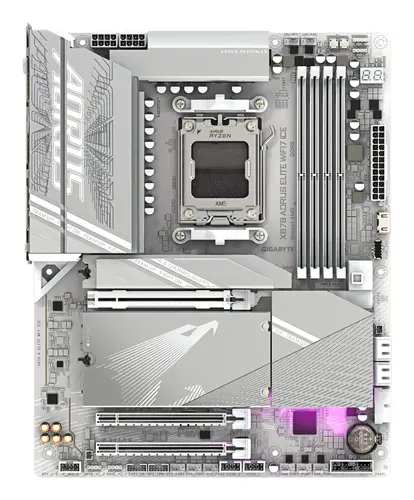 X870 AORUS ELITE WIFI7 ICE Placa Base - Compatible con CPUs AMD Ryzen 9000, 16+2+2 fases VRM digital, hasta 8200MHz DDR5 (OC), 3xPCIe 5.0 + 1xPCIe 4.0, Wi-Fi 7, LAN 2.5GbE, USB 4 - Imagen 2