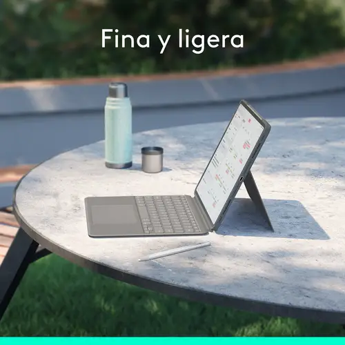 Combo Touch, Funda con Teclado, iPad Air 13 Pulgadas (M2)(2024) - Teclado retroiluminado extraíble con Soporte abatible, Escritura cómoda, Modo Multiuso, Disposición QWERTY Español - Gris - Imagen 7
