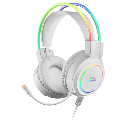 MHRGBW, Auriculares Chroma RGB Flow, Micrófono Profesional, Sonido Espacial, Blanco - Imagen 1