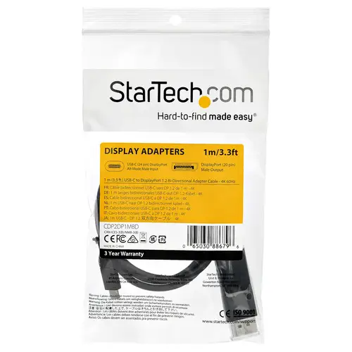 Cable de 1m USB C a DisplayPort 1.2 de 4K a 60Hz - Cable Adaptador de Vídeo Bidireccional DP a USB-C o USB-C a DP Reversible - HBR2/HDR - Cable de Monitor USB tipo C/TB3 - Imagen 5