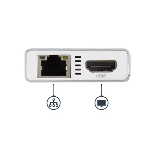 Adaptador Multipuertos USB-C - Docking Station Portátil USB-C 4K HDMI - Entrega de Potencia 60W - GbE - Hub 2x USB-A 3.0- Mini Dock Portátil USB C para Portátiles - Blanco - Imagen 3