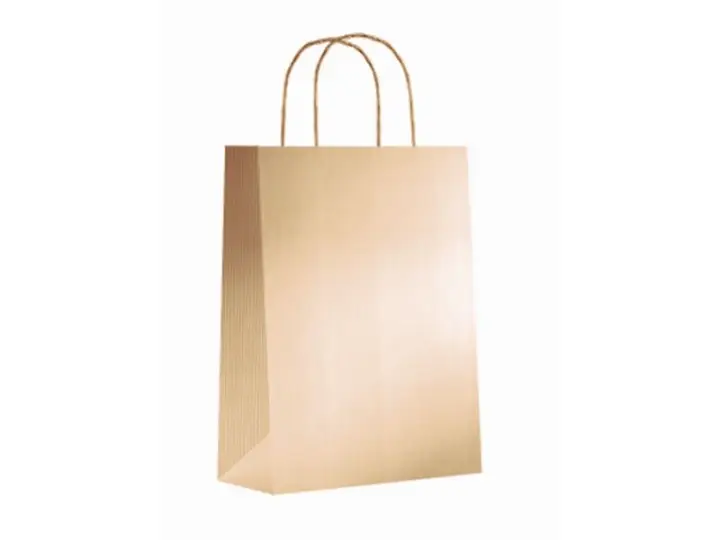 Paq.25 bolsas papel asa retorcida formato xs 18+8x24cm 90gr oro 02003084